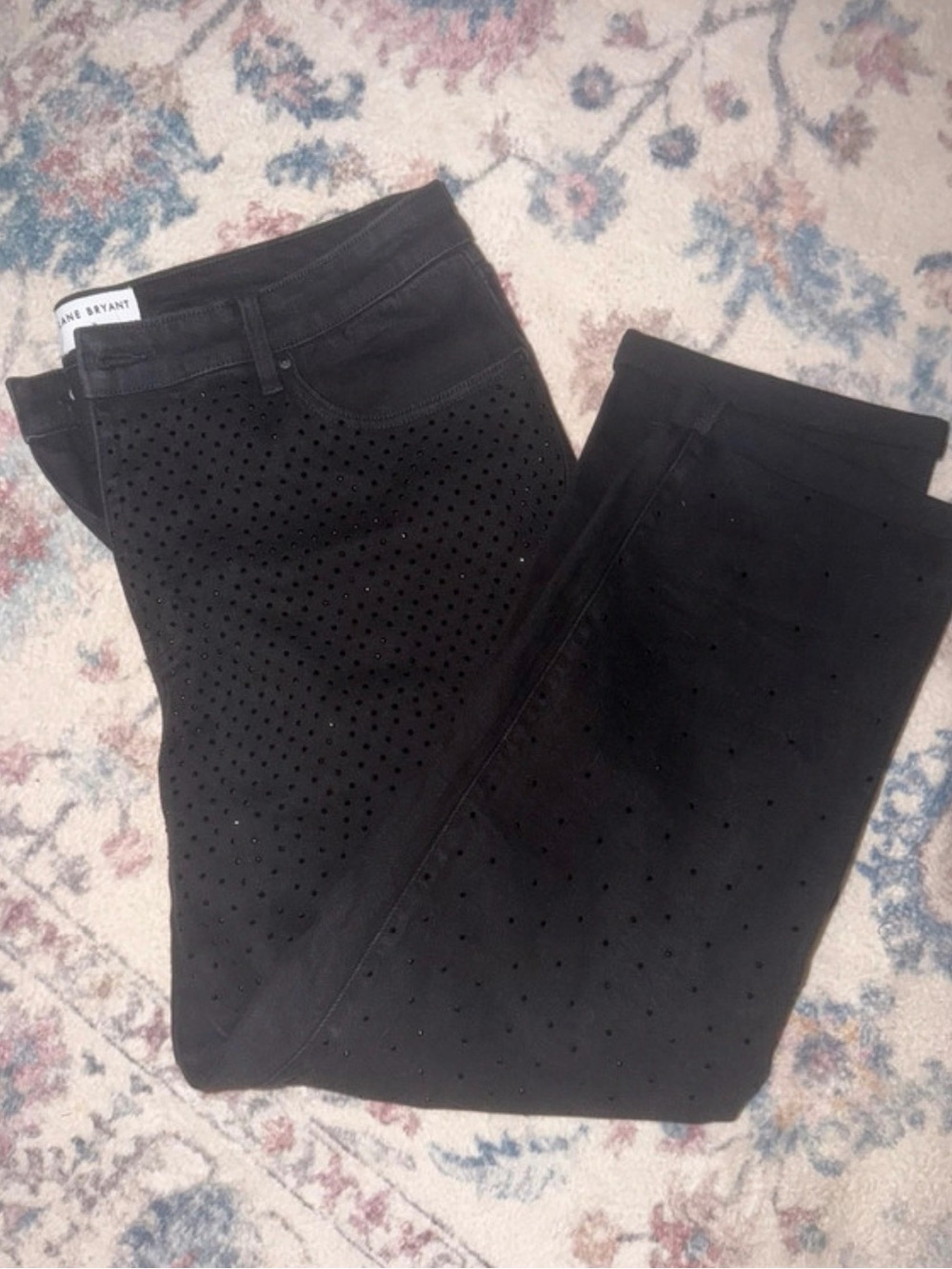Lane Bryant Black Skinny Jeans with Perforated Detail